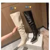 Botas altas de nuevo estilo con punta fina, tacón alto, diseño plisado, botas de cuero para mujer con caña ancha, botas altas de otoño e invierno, estilo 'chica caliente' 2026