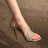 Sapatos Únicos e Deslumbrantes de Salto Alto com Glitter para Mulheres, Novidade Verão 2026 Sandálias Finas Estilo Fada com um Design Confortável e Que Não Cansa os Pés