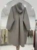 Casaco de Lã Dupla Face Feminino Plus Size Solto, Jaqueta de Lã Casual com Capuz Redutora de Idade para Mulheres, Plus Size Transfronteiriço