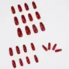 Gel Sangue Vermelho Longo Roupa de Ballet Manicure Finalizada Unhas Postiças Adesivo de Manicure Adesivo de Unha Impermeável Removível Unha
