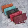 Cartera antigua con doble cremallera para mujer, de gran capacidad, combinable, informal, larga, para teléfono móvil, monedero, tarjetero, multicapa