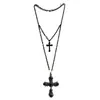 Estilo Gótico Frío Oscuro Cruz de Perlas Rosa Negra Collar Largo Nicho Lujo Ligero Chica Picante Cadena de Lana