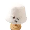 Sombrero de Pescador de Felpa con Lazo Tejido de Pelo de Conejo Estilo Japonés para Mujer, Sombrero Cubeta Adelgazante para Otoño e Invierno, Sombrero Cálido Protector de Orejas