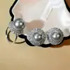 Pendientes de perlas de circón flash lujo ligero anillo de perlas ajustable cuentas de concha moda para ir al trabajo Joker traje mujer al por mayor