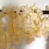 Conjunto Transfronteiriço Artificial de 18 Peças de Cipós de Flor de Cerejeira para Cobrir Tubos de Ar Condicionado, Guirlandas de Flores Artificiais de Plástico, Cipós de Flores Decorativas para Casamentos