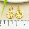Anel para pendurar cinto liso de ouro antigo, pingente com texto de bênção, etiqueta, pulseira de liga DIY, acessórios de colar