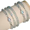 Pulseira de Calcedônia Azul Natural Elemento Água Cinco Elementos, Pulseira Empilhável Multicamadas de Água-Marinha, Cabacinho com Fragmentos de Prata, Joia de Mão de Alto Padrão