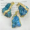 Colar com Pingente de Pedra Natural Gilt Crystal Borda Amorfa para Acessórios DIY Estilo Simples Europeu e Americano