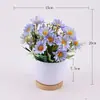 Juego de flores artificiales nórdicas, jarrón de plástico, decoración de maceta de flores falsas, planta de crisantemo coreano bonsái en maceta, decoración de mesa para el hogar