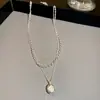 Collar de Perlas de Múltiples Capas Incrustado con Diamantes Estilo Corte Francés, Cadena para Suéter de Lujo Ligero Francés de Alta Gama, Versátil para Otoño e Invierno