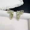 Pendientes de Mariposa de Doble Capa con Microincrustaciones de Circonita Minimalistas Estilo Francés, Estilo Vintage de Hong Kong, Moda de Lujo Ligero, Pendientes de Temperamento Super Hada
