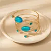Pulsera Abierta Multicapa de Flores y Hojas Personalizada para Mujer, Brazalete Metálico Estilo Ins con Diamantes, Pulsera Ajustable y de Alta Gama