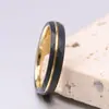 Anillo de Acero de Tungsteno de Moda Personalizado con Diseño Simple de Ranura Negra con Forma de Diamante de 4-6 mm en Oro de 18 Quilates, Nuevo Producto Transfronterizo Europeo y Americano, Venta al por Mayor para Hombres