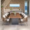 Combinación de Mesa y Silla de Ocio al Aire Libre Patio Exterior Impermeable Protector Solar Jardín Villa Exterior Silla de Ratán Mesa de Comedor de Madera Maciza