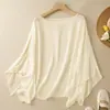 Foto Real de una Refrescante Camisa Estilo Capa Fluida, Nueva Llegada Verano 2026 Cubierta para Aire Acondicionado, Elegante Blusa Holgada para Mujer
