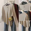 Novo suéter de tricô assimétrico de um ombro estilo coreano para mulheres plus size com mangas morcego, top pullover casual e macio
