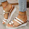 Nuevas sandalias de mujer de talla grande para comercio exterior 2026, sandalias romanas de cuña versátiles de estilo europeo y americano de verano, sandalias de plataforma de suela gruesa para mujer