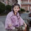 Hanfu Infantil Feminino Xiyin Estilo Primavera Estilo Canção Infantil Estilo Chinês Melhorado Conjunto de Três Peças Hanfu