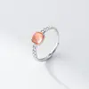 Anel de Dedo Nalan S925 Prata Esterlina Cristal Rosa Torre de Açúcar Corrente Fresco e Doce Estilo Ins Anel de Nicho R03694