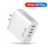 Carregador de celular quatro em um de 25W 2USB 2PD plugue plano Europa e Estados Unidos carregamento super rápido atacado transfronteiriço