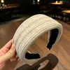 Diadema Ancha de Punto Trenzado Suave Estilo Coreano Otoño/Invierno Retro Color Sólido Gris Diadema Elegante para Mujer