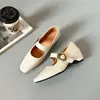Zapatos de mujer estilo pastoral francés vintage Mary Jane de punta cuadrada con correa única suave, que aumentan la altura 5 cm