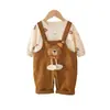 Mono Camisa 2025 Niños Manga Larga Otoño Nuevo Cuello Redondo Mono Conjunto de Dos Piezas Fábrica Venta al por Mayor