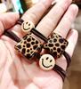 Coreia do Sul Dongdaemun mesmo estampa de leopardo acrílico quadrado faixa de cabelo rosto sorridente alta elasticidade corda de cabelo cabeça de bola corda de cabelo preta