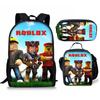 Mochila Escolar Transfronteiriça Nova Roblox Student Robblos Mochila Impressa Digital Lancheira de Três Peças Bolsa de Lápis