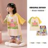 Pijamas de verano para niñas con diseño de oso de fresa y dibujos animados, de algodón puro, de manga corta, para salir a la calle, para niños de talla mediana y grande, para el hogar.