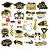 Novo Produto Transfronteiriço Preto Dourado Cerimônia de Formatura Universitária Adereços para Fotos Atmosfera Suprimentos para Fotos Adereços para Fotos de Festa de Formatura