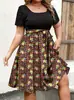 Vestido cruzado de Amazon europeo y americano, moderno, casual, con bloques de color, estampado, sin mangas, entallado a la cintura, en talla grande, disponible en stock