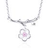 Diamante Rosa Diamante Roxo Diamante Cerejeira Flor Colar All-match japonês e coreano Doce Clavícula Cadeia Flor Ramo Diamante Pescoço Cadeia Colar Feminino Joias
