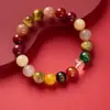 Pulsera de la Fortuna de Cinco Caminos con Arena Púrpura Dorada y Piedra Ojo de Tigre, Nueva Pulsera Multigemas Estilo Chino, Regalo Cultural y Creativo de Templo al por Mayor