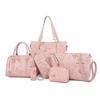 2024 Nova Bolsa Feminina Simples Moda Conjunto de Seis Peças Bolsa Mãe Elegante All-match Portátil Grande Bolsa de Ombro Bolsa Feminina Crossbody
