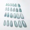 Ojo de Gato Sal Marina Textura de Alta Gama Estilo Girly Fresco y Elegante Estilo Hermana Iluminador Medio Arte de Uñas 24-t Uñas Postizas