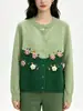 Elegante Casaco Cardigan Tricô Floral Tridimensional em Contraste de Cores 2026 Outono/Inverno Novo Estilo Doce Gentil Cardigan Tricotado para Mulheres