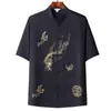 Traje Tang de Verano de Manga Corta Estilo Chino para Hombres de Mediana Edad y Mayores Atuendo de Abuelo Tai Chi Hanfu Ropa para Personas Mayores Atuendo de Verano para Papá