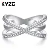 Anillo de Platino con Diamante Cruzado Best-Seller al por Mayor en Aliexpress Transfronterizo en Stock para Entrega Inmediata