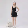 26 Nuevos Vestidos Deportivos de Bádminton de Verano con Cómodo Escote Cuadrado Elástico, Diseño Adelgazante y Elegante, Combinados con Pantalones Cortos de Seguridad Independientes, Falda de Tenis