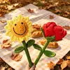 Producto terminado de flor de girasol y rosa, línea de hielo, cara sonriente gigante, hecho a mano, regalo para el Día del Maestro y la temporada de regreso a clases