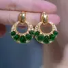 Nuevos Pendientes Populares Morados y Verdes con Corte y Circonita para Mujer, Lujo Accesible Diseño de Nicho, Pendientes y Aretes de Gama Alta y Únicos