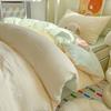 Clase a Nuevo Juego de Cama de Algodón Lavado de Color Puro de Cuatro Piezas Juego de Tres Piezas de Sábanas y Funda de Edredón para Cama Individual de Dormitorio Estudiantil Cama Sábanas de Cama