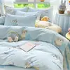 Conjunto de Quatro Peças Estampado 100% Algodão, Sarja de Algodão Puro com Desenho Animado, Conjunto de Quatro Peças de Algodão Puro, Capa de Edredom, Lençol com Elástico, Roupa de Cama de Algodão de Xinjiang Atacado