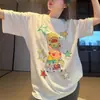 Camiseta Suelta de Cuello Redondo de Longitud Media con Mangas Cortas para Mujer, Moda Coreana de Verano, Tops Casuales que Reducen la Edad para Mujer, Venta al por Mayor