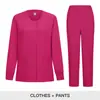 Ropa de Lavado a Mano Elástica Transfronteriza Ropa de Trabajo de Doctor Uniforme de Enfermera Traje Cárdigan de Manga Larga para Mujer Bata de Aislamiento Bata Quirúrgica