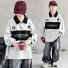 Sudadera de otoño para niños con cremallera y medio cuello, corte holgado para niños mayores, camiseta básica de moda para primavera y otoño 2026, transfronteriza