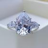 Anel de noivado feminino em formato de gota d'água e pera 10*14, anel de diamante gota d'água em malha de prata 925, anel de joia europeu e americano, geração de cabelo