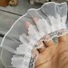 Vestido puño de manga con volantes de encaje plisado organza gasa encaje de tres capas color blanco arroz de 7 cm de ancho estilo Lolita cuello de muñeca abrigo de muñeca