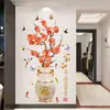 Paz e riqueza Adesivos de parede de Lótus estilo chinês sala de estar parede de fundo da TV adesivos de parede de vaso pintura autoadesiva à prova d'água